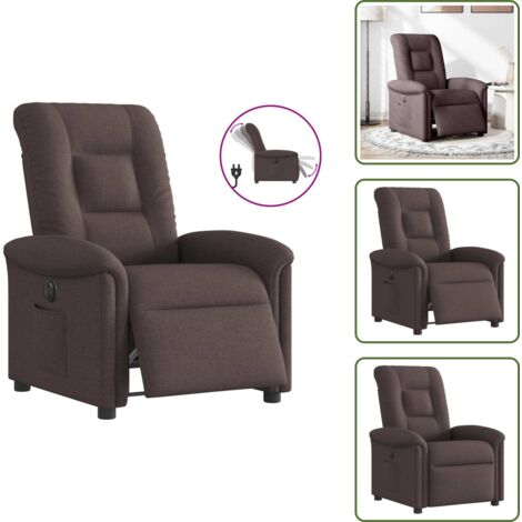 Respaldo eléctrico - vidaXL Sillón reclinable eléctrico tela marrón oscuro - Motor eléctrico