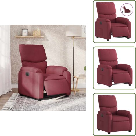Respaldo eléctrico - vidaXL Sillón reclinable eléctrico tela rojo tinto - Sillón con motor