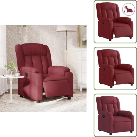Respaldo eléctrico - vidaXL Sillón reclinable eléctrico tela rojo tinto - Sillón con motor