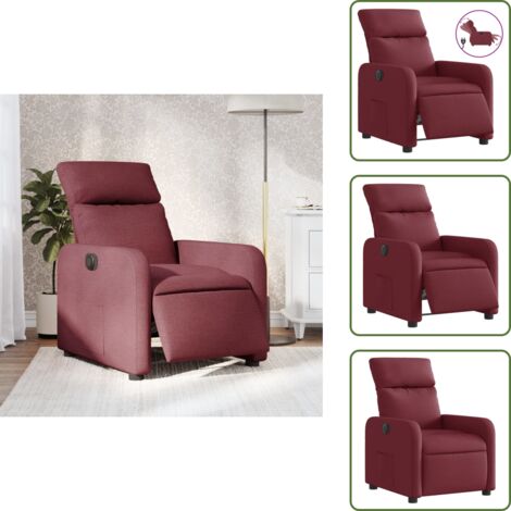 Respaldo eléctrico - vidaXL Sillón reclinable eléctrico tela rojo tinto - Sillón con motor