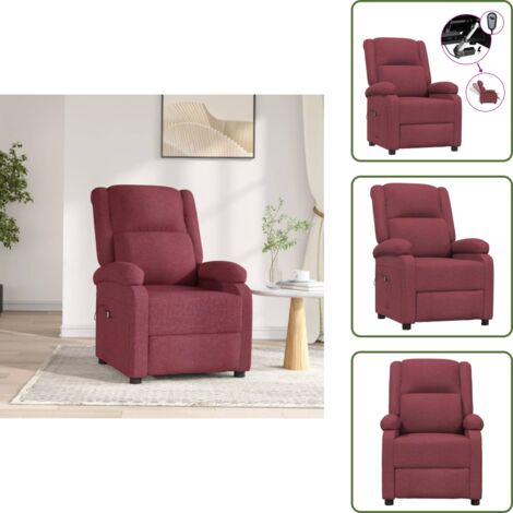 Respaldo eléctrico - vidaXL Sillón reclinable eléctrico tela rojo tinto - Sillón eléctrico