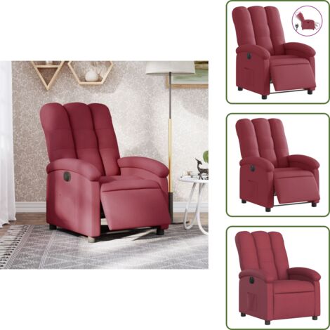 Respaldo eléctrico - vidaXL Sillón reclinable eléctrico tela rojo tinto - Sillón eléctrico