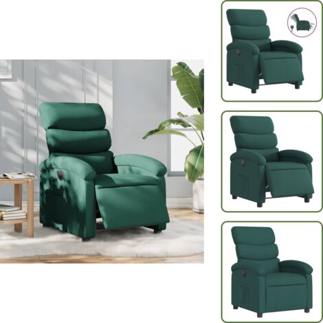 Respaldo eléctrico - vidaXL Sillón reclinable eléctrico tela verde oscuro - Motor eléctrico