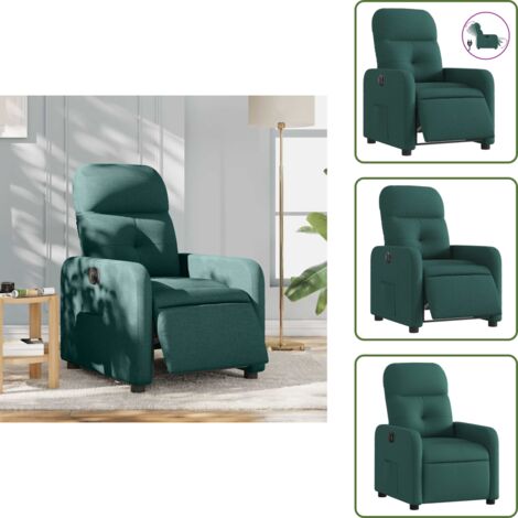 Respaldo eléctrico - vidaXL Sillón reclinable eléctrico tela verde oscuro - Sillón verde oscuro