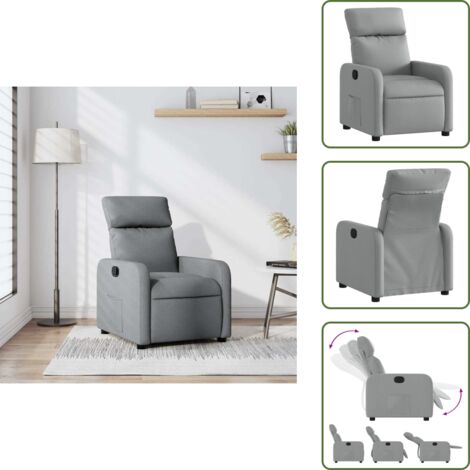 Respaldo manual - vidaXL Sillón reclinable de tela gris claro - Tela gris claro