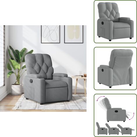 Respaldo manual - vidaXL Sillón reclinable de tela gris claro - Tela gris claro