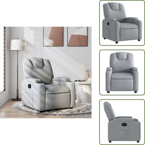 Respaldo manual - vidaXL Sillón reclinable de tela gris claro - Tela gris claro