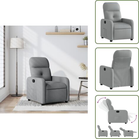 Respaldo manual - vidaXL Sillón reclinable de tela gris claro - Tela gris claro