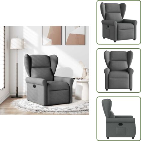 Respaldo manual - vidaXL Sillón reclinable de tela gris oscuro - Tela gris oscuro