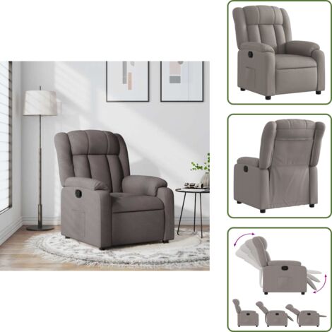 Respaldo manual - vidaXL Sillón reclinable de tela gris taupe - Tela gris