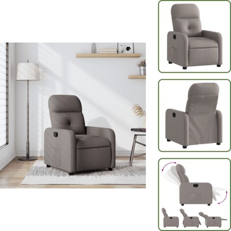 Respaldo manual - vidaXL Sillón reclinable de tela gris taupe - Tela gris