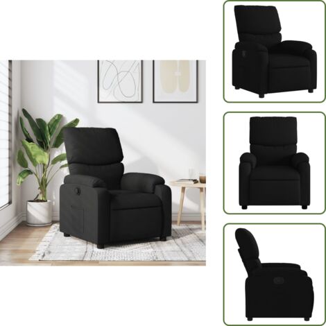 Respaldo manual - vidaXL Sillón reclinable de tela negro - Tela