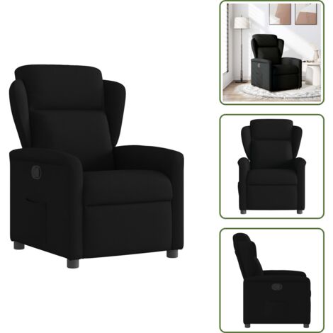 Respaldo manual - vidaXL Sillón reclinable de tela negro - Tela