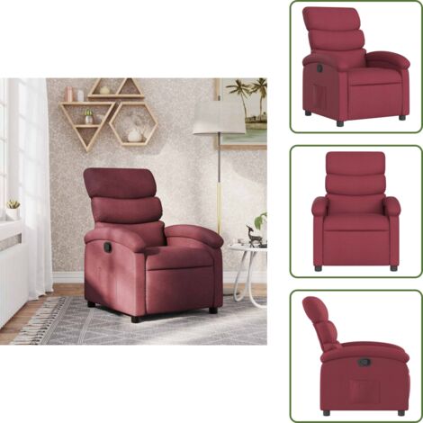 Respaldo reclinable - vidaXL Sillón reclinable de tela rojo tinto - Tela
