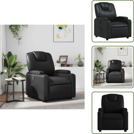Respaldo - vidaXL Sillón reclinable de piel sintética negra - Piel sintética