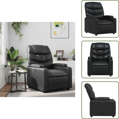 Respaldo - vidaXL Sillón reclinable de piel sintética negra - Piel sintética
