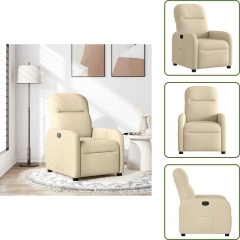 Respaldo - vidaXL Sillón reclinable de tela crema - Tela