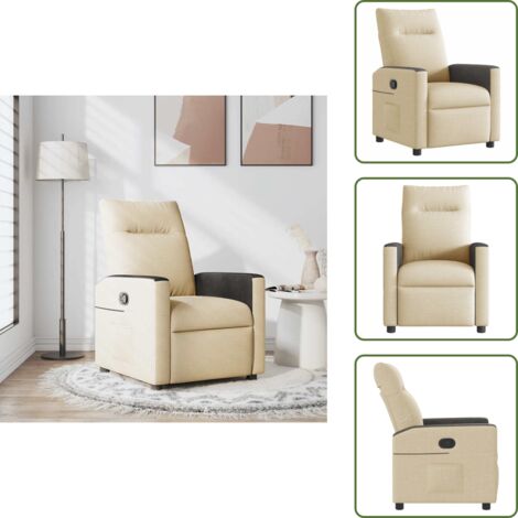 Respaldo - vidaXL Sillón reclinable de tela crema - Tela