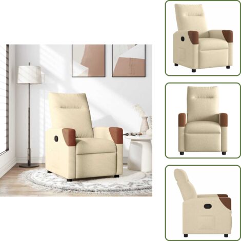 Respaldo - vidaXL Sillón reclinable de tela crema - Tela