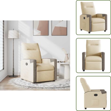 Respaldo - vidaXL Sillón reclinable de tela crema - Tela