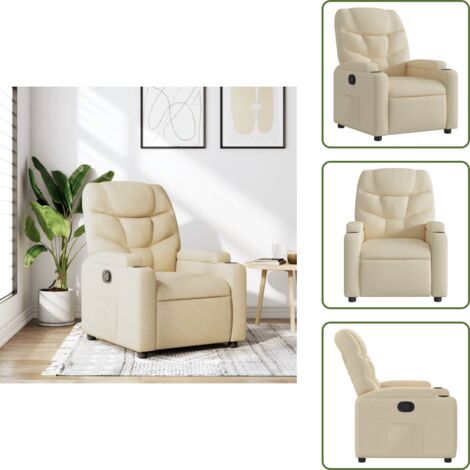 Respaldo - vidaXL Sillón reclinable de tela crema - Tela