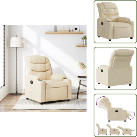 Respaldo - vidaXL Sillón reclinable de tela crema - Tela