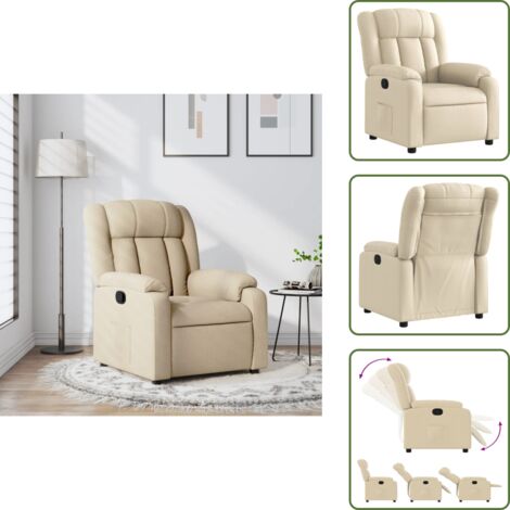 Respaldo - vidaXL Sillón reclinable de tela crema - Tela