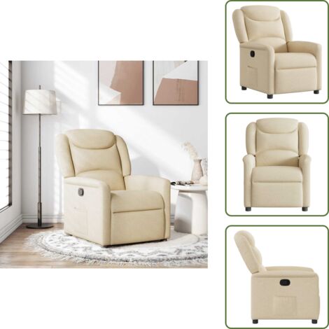 Respaldo - vidaXL Sillón reclinable de tela crema - Tela crema
