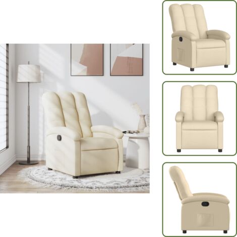 Respaldo - vidaXL Sillón reclinable de tela crema - Tela crema