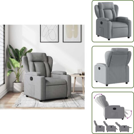 Respaldo - vidaXL Sillón reclinable de tela gris claro - Tela gris claro