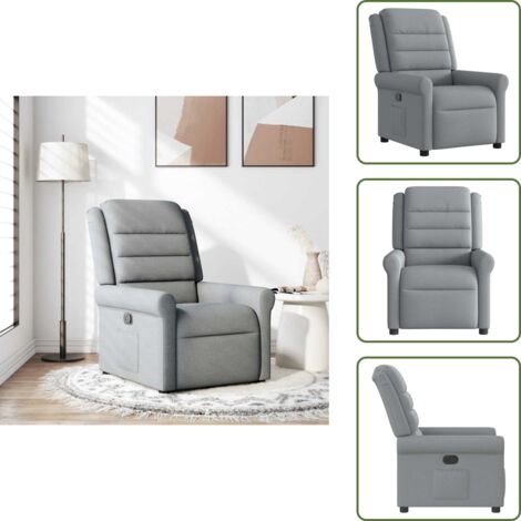 Respaldo - vidaXL Sillón reclinable de tela gris claro - Tela gris claro