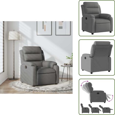 Respaldo - vidaXL Sillón reclinable de tela gris oscuro - Tela gris oscuro