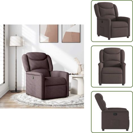 Respaldo - vidaXL Sillón reclinable de tela marrón oscuro - Madera