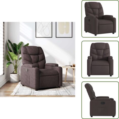 Respaldo - vidaXL Sillón reclinable de tela marrón oscuro - Tela