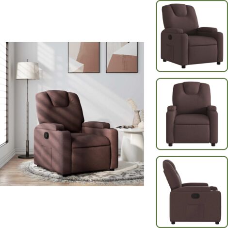 Respaldo - vidaXL Sillón reclinable de tela marrón oscuro - Tela