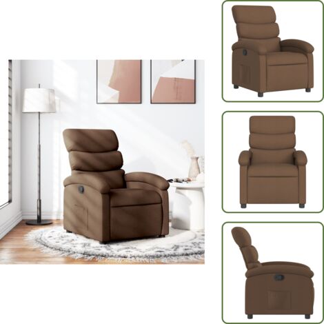 Respaldo - vidaXL Sillón reclinable de tela marrón - Tela