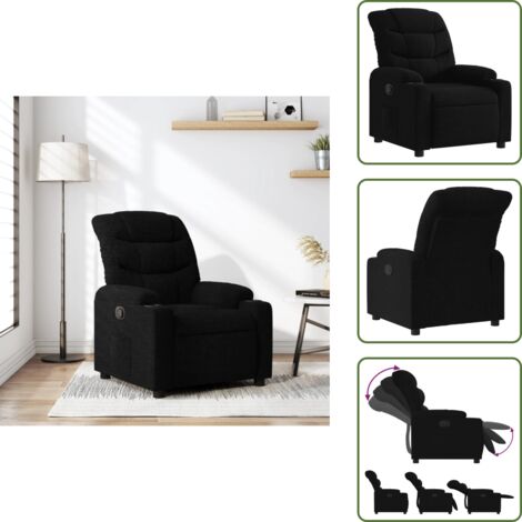 Respaldo - vidaXL Sillón reclinable de tela negro - Tela