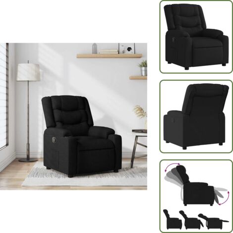 Respaldo - vidaXL Sillón reclinable de tela negro - Tela