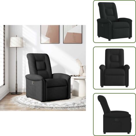 Respaldo - vidaXL Sillón reclinable de tela negro - Tela
