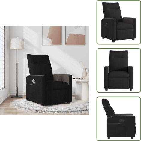 Respaldo - vidaXL Sillón reclinable de tela negro - Tela
