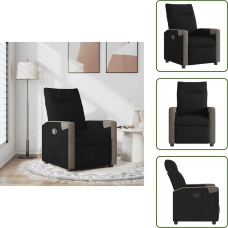 Respaldo - vidaXL Sillón reclinable de tela negro - Tela
