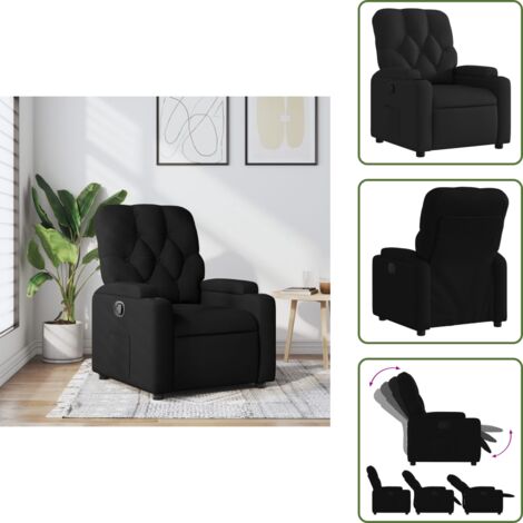 Respaldo - vidaXL Sillón reclinable de tela negro - Tela