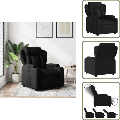 Respaldo - vidaXL Sillón reclinable de tela negro - Tela