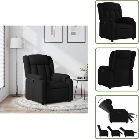 Respaldo - vidaXL Sillón reclinable de tela negro - Tela