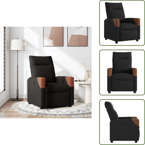 Respaldo - vidaXL Sillón reclinable de tela negro - Tela