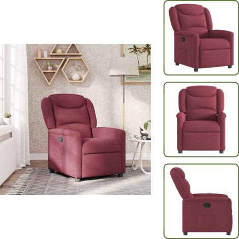 Respaldo - vidaXL Sillón reclinable de tela rojo tinto - Tela