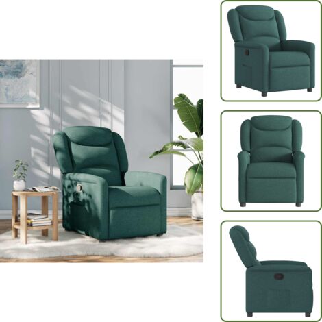 Respaldo - vidaXL Sillón reclinable de tela verde oscuro - Tela verde oscuro