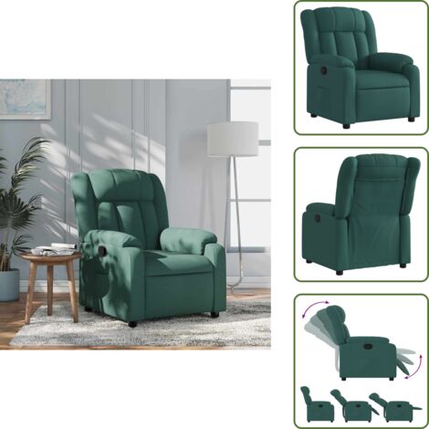 Respaldo - vidaXL Sillón reclinable de tela verde oscuro - Tela verde oscuro