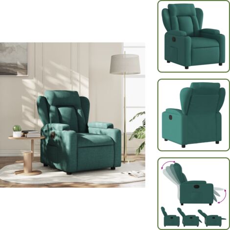 Respaldo - vidaXL Sillón reclinable de tela verde oscuro - Tela verde oscuro
