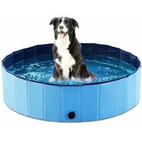 Respectueuse de l'environnement PVC Piscine Pliable Baignoire Pour Animaux De Compagnie Piscine Pour Chiens Chats, 20X80cm - bleu